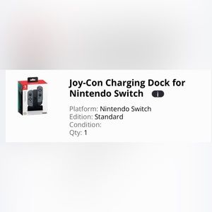Joy-Con Charging Dock for
Nintendo Switch